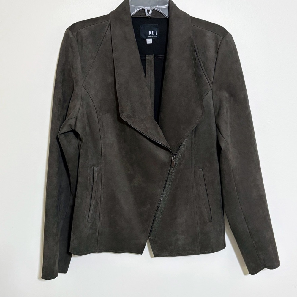 EUC Kut from the Kloth Women's Deep Olive Green Suede Jacket Size XL